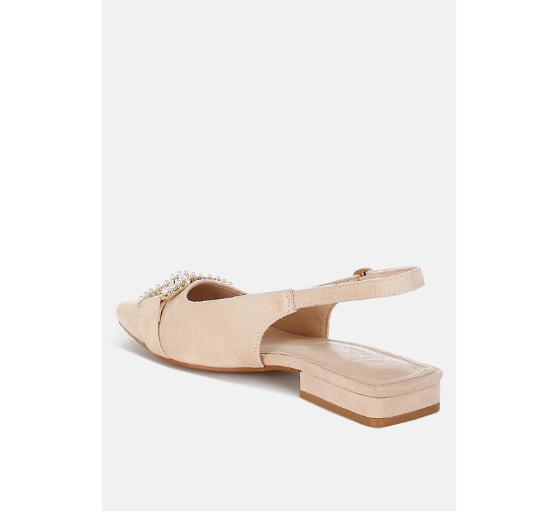 Salova Pearl-Studded Horsebit Flats