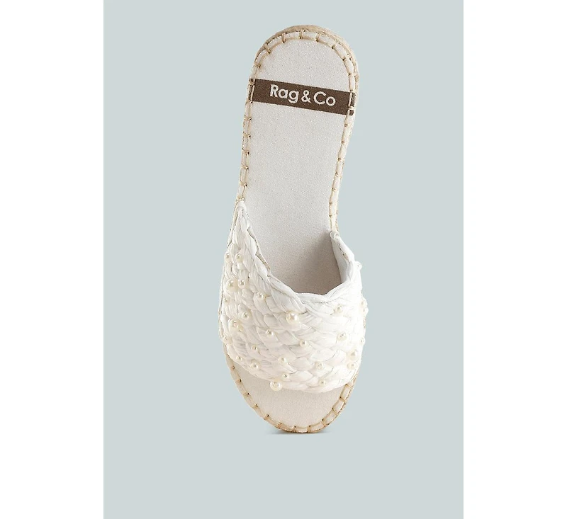 Yakna Pearl Embellished Woven Flats