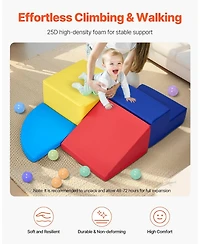 Mecale Foam Climbing Toys, 4-Piece Set, Pu Leather Soft Play Blocks, Indoor Climb & Crawl Set, Easy Clean, 6M-3Y