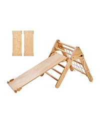 Mecale Pikler Triangle Set, 4-in-1 Montessori Climbing Gym w/ Triangle & Ramp, Large Wooden Set, Ages 1-3