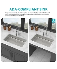 flynama 27x18x5.5inch Ada Compliant Kitchen Sink Undermount Stainless Steel Single Bowl 16 Gauge