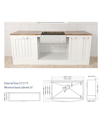 flynama 33x21x9inch Farmhouse Kitchen Sink Workstation Stainless Steel 16 Gauge Apron Front