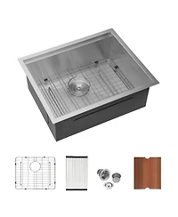 flynama Laundry Workstation Sink Undermount Deep Single Bowl Stainless Steel Utility Tub
