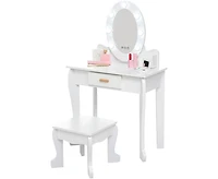 gaomon Kids Vanity Set with Makeup Desk and Chair, Girls Dressing Table Playset, White