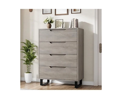 gaomon 4-Drawer Dresser for Bedroom, 41.5" Tall Freestanding Storage Chest, Grey