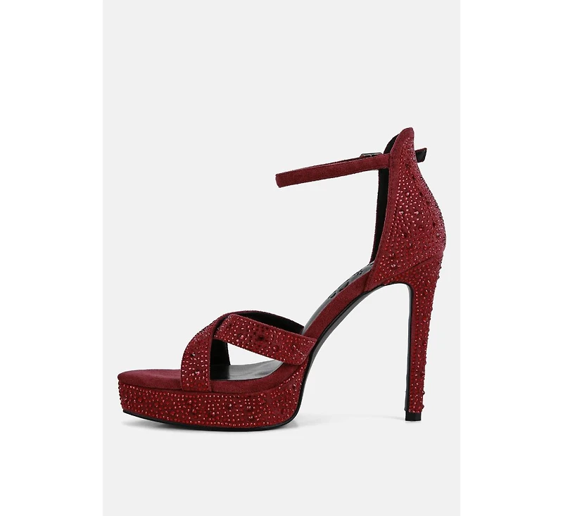 Regalia Womens Rhinestone Embellished Stiletto Sandals