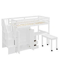 Streamdale Furniture Kids & Teens Loft Bed with Stairs, Storage, and Desk