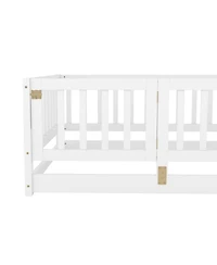 Streamdale Furniture Twin Montessori Floor Bed with Fence and Door