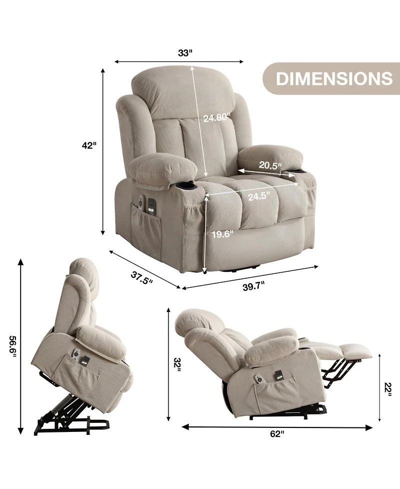 Streamdale Furniture Power Lift Recliner with Heat & Massage