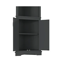 Streamdale Furniture Tall Black Corner Cabinet with Doors