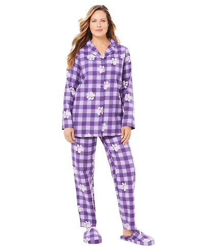 Dreams & Co. Women's Plus Classic Flannel Pajama Set
