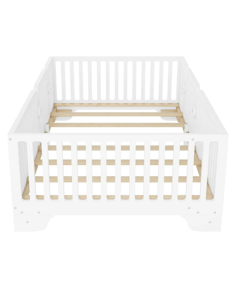 Streamdale Furniture Twin Montessori Floor Bed with Fence and Door