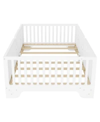 Streamdale Furniture Twin Montessori Floor Bed with Fence and Door