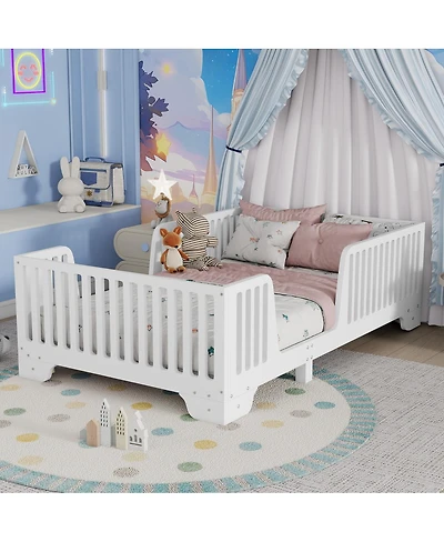 Streamdale Furniture Twin Montessori Floor Bed with Fence and Door
