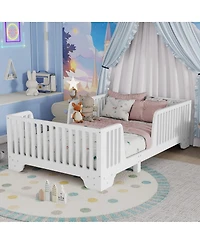 Streamdale Furniture Twin Montessori Floor Bed with Fence and Door
