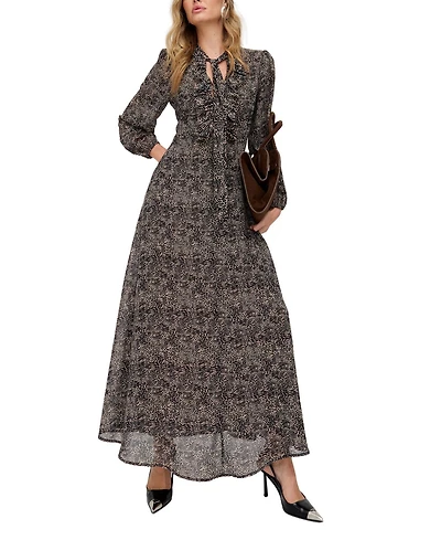 Lily and Lionel London Women's Margot Ruffle Neck Spot Print Maxi Dress