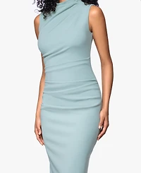 Betsy & Adam Petite Mock-Neck Sheath Gown