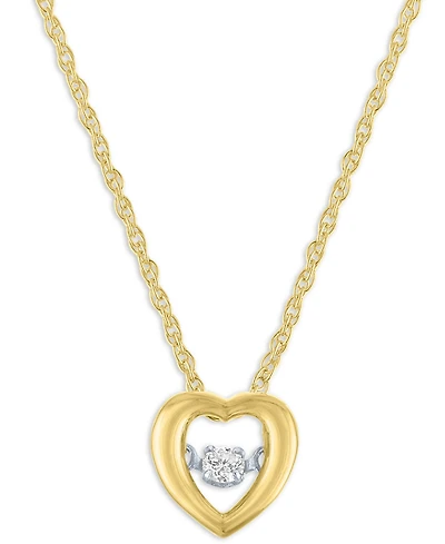 Macy's Heart Diamond Pendant Necklace (1/10 ct. t.w.) in 14k Yellow Gold Over Sterling Silver