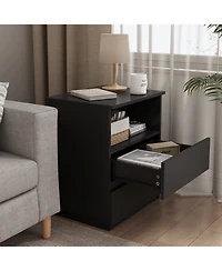 Streamdale Furniture End Table with Usb C Charging, 2 Drawers, Storage Cabinet