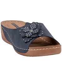 Gc Shoes Women's Clover Flower Rosette Comfort Slip-On Sandals