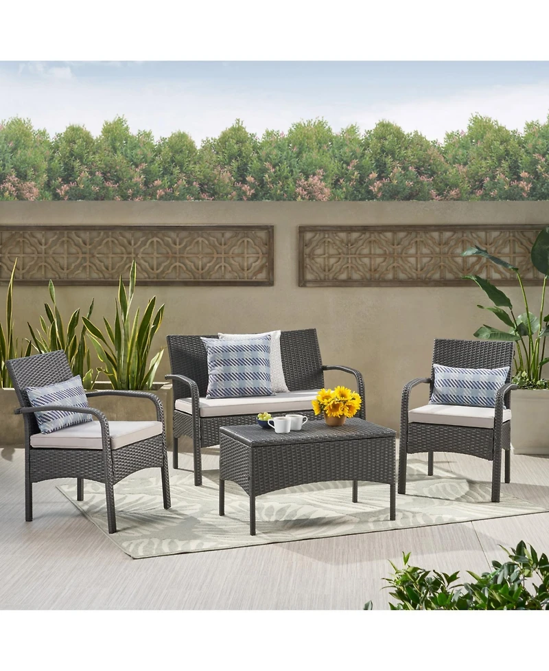 Streamdale Furniture Cordoba Brown Pe Rattan 4-Piece Outdoor Chat Set