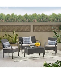 Streamdale Furniture Cordoba Brown Pe Rattan 4-Piece Outdoor Chat Set