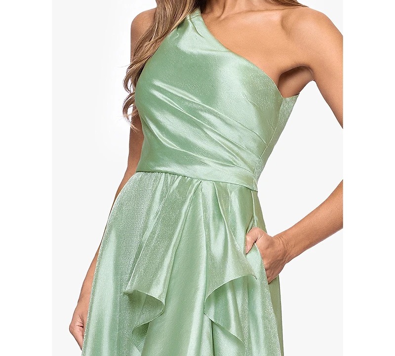 Xscape Women's Metallic Draped One-Shoulder Gown
