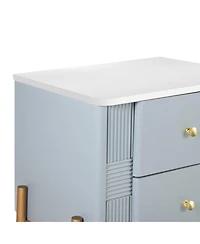 Streamdale Furniture Modern Black Nightstand with Fluted Drawers & Gold Accents