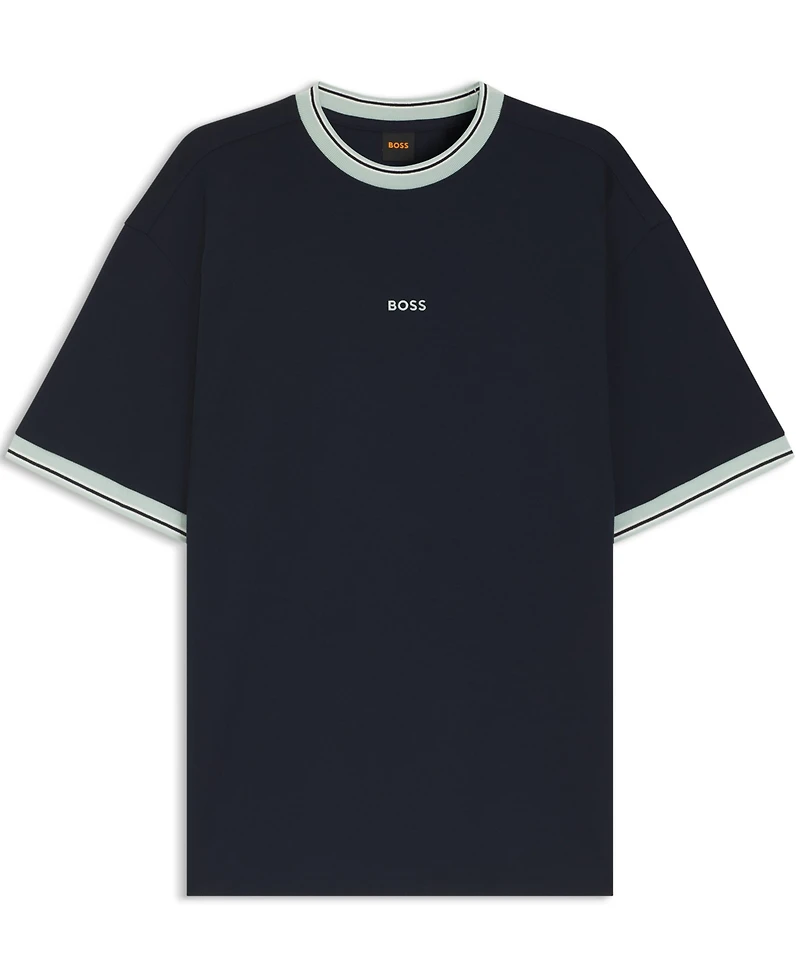 Boss by Hugo Men's Cotton Striped Trim Relaxed-Fit T-Shirt