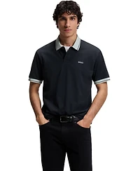 Boss by Hugo Men's Cotton-Jersey Stripe Trim Polo Shirt