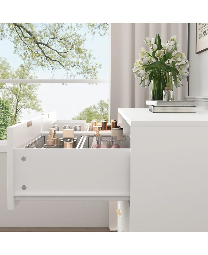 Streamdale Furniture Modern 6-Drawer Dresser with Wavy Pattern Panels