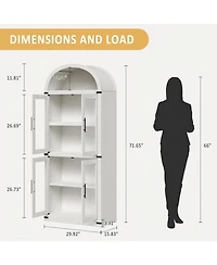 gaomon Arched Farmhouse Bookcase with Doors, 71.4" Tall Rounded Display Cabinet