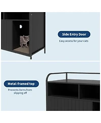 gaomon Cat Litter Box Enclosure Furniture, Hidden Litter Box Cabinet with 2 Open Compartments