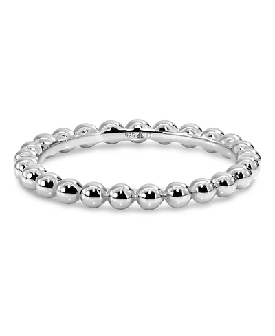 Devata Beaded Ball Ring Rhodium Plated Sterling Silver, 6