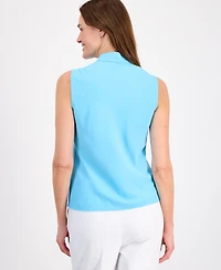 Kasper Women's Solid Sleeveless Tie-Neck Blouse, Regular & Petite