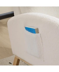 Streamdale Furniture Modern Accent Rocking Chair with Solid Wood Legs and Side Pocket (White, teddy