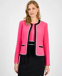 Kasper Women's Contrast-Trim Open-Front Jacket, Regular & Petite