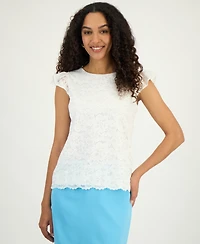 Kasper Women's Lace Flutter-Sleeve Top, Regular & Petite