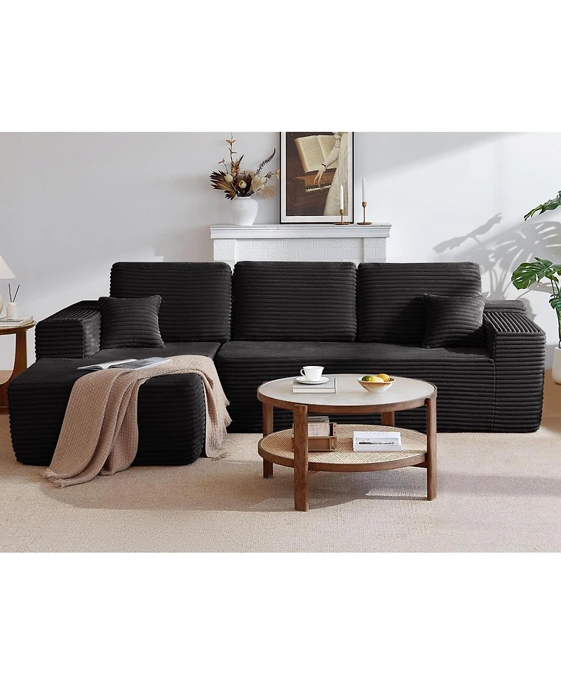 Streamdale Furniture Streamdale 104" Cloud Sectional Sofa with L-Shape Chaise & Side Pockets, Left-facing