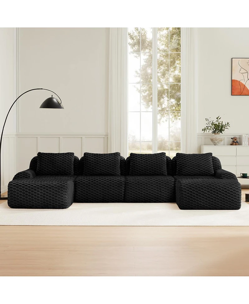 Streamdale Furniture Modern U-Shaped Flannelette Sectional Sofa