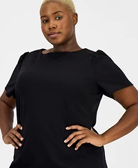 Kasper Plus Colorblock Short-Sleeve Shift Dress