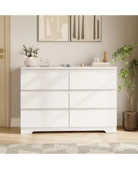 gaomon 6-Drawer Dresser, Simply Modern Wooden Chest of Drawers for Bedroom Storage, White
