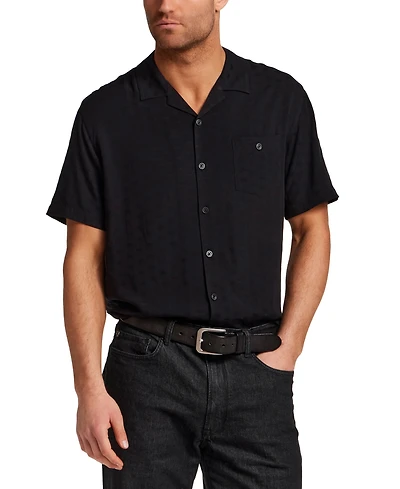Vintage & Black Men's Short-Sleeve Dobby Camp Collar Shirt