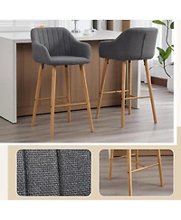 Streamdale Furniture Modern Linen Bar Stools Set of 2 with Back & Armrest