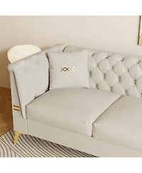 Streamdale Furniture Luxurious Faux Sherpa Sofa with Gold Accents & Removable Cushions