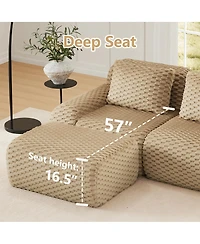 Streamdale Furniture Modern L-Shaped Flannelette Sectional Sofa with Movable Ottoman