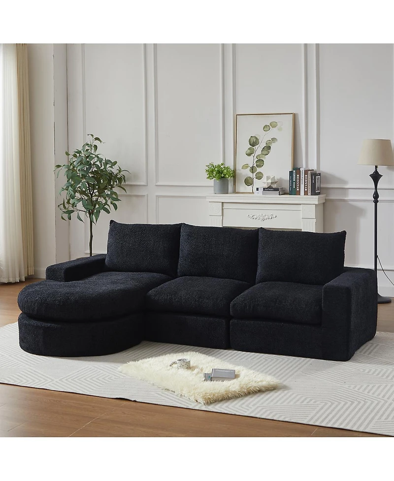 Streamdale Furniture Chenille Cloud Curved Sectional Sofa with Chaise - Modern Boneless Couch