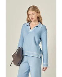 English Factory Women's Stitch Detailed Polo Knit