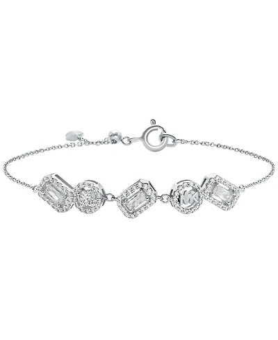 Michael Kors Rhodium Plated Sterling Silver Mixed Halo Bracelet