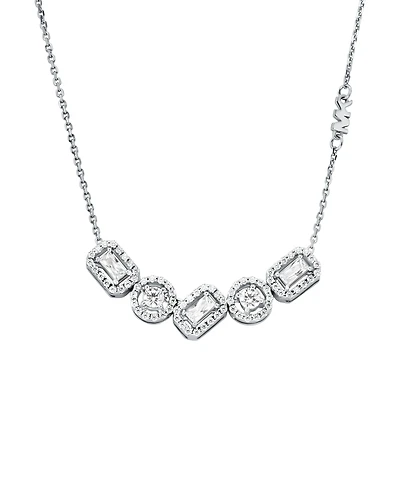 Michael Kors Rhodium Plated Sterling Silver Mixed Cut Halo Necklace